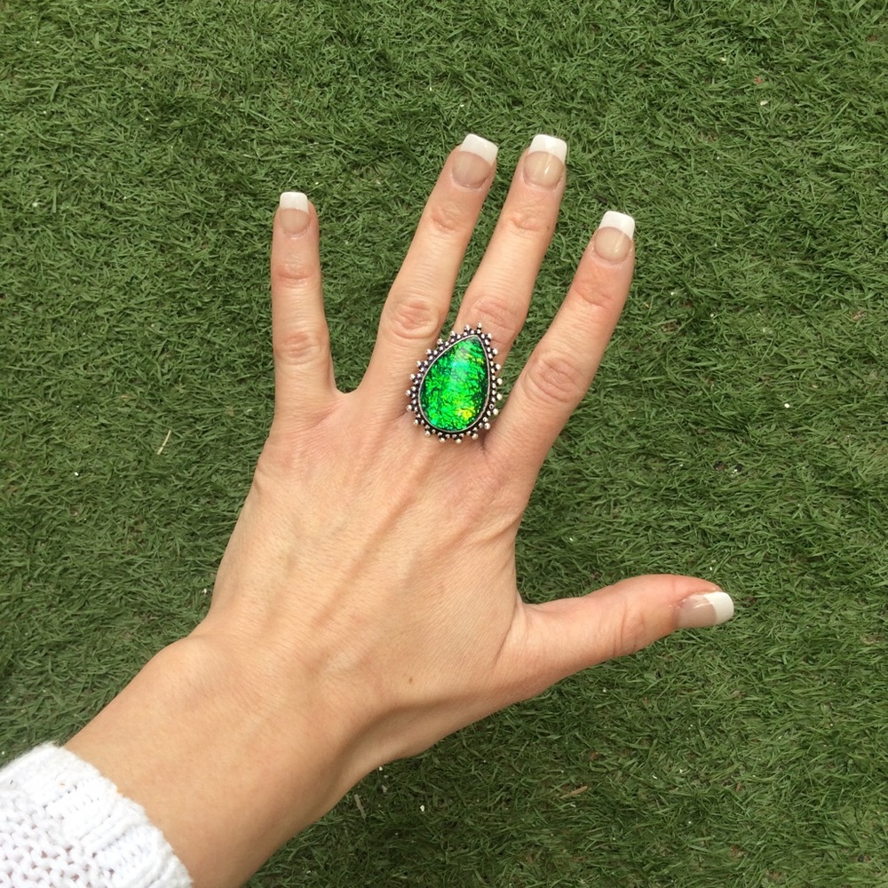 SOLD) TRIPLET AUSTRALIAN OPAL STERLING SILVER RING